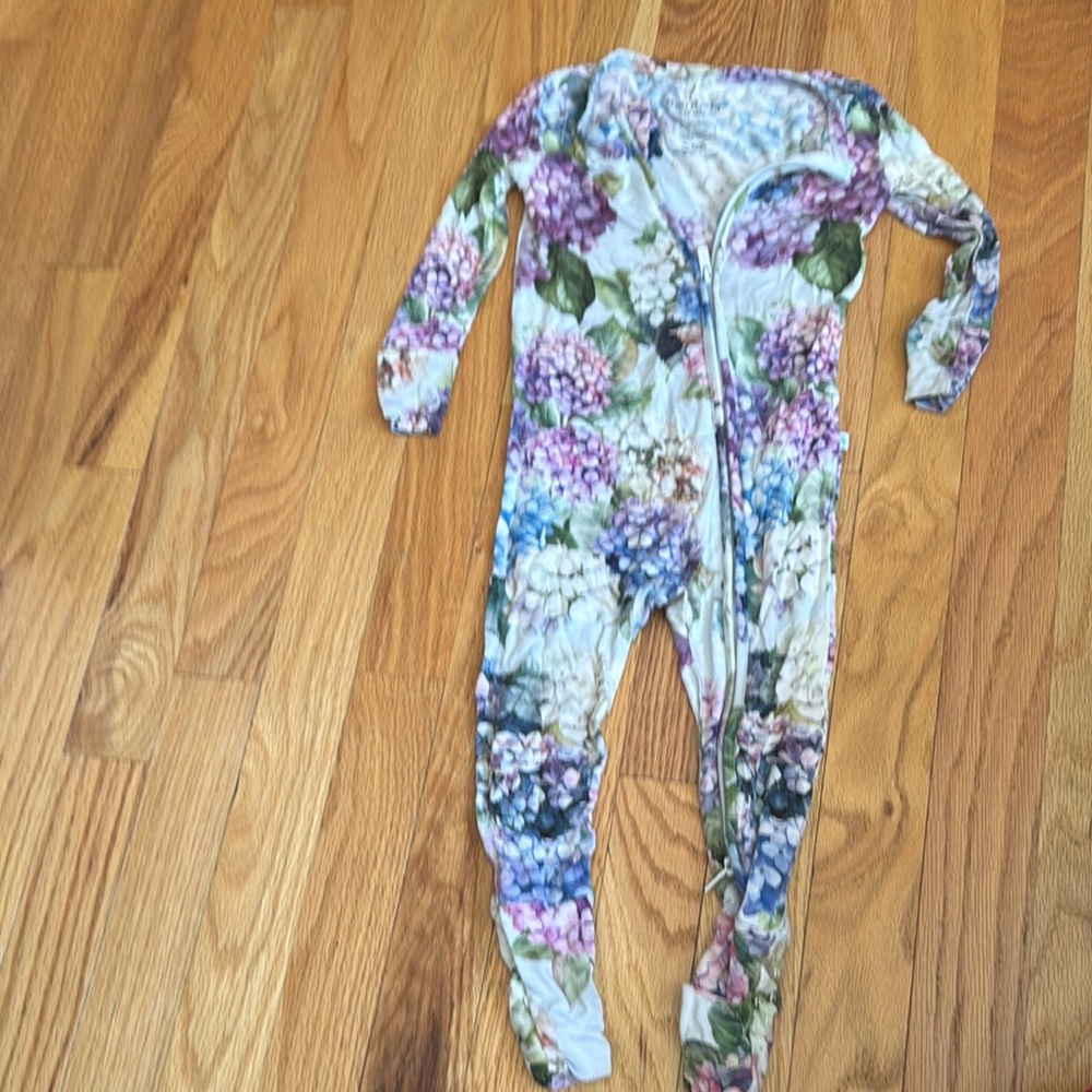Posh Peanut Purple and Blue Floral Kids Footie